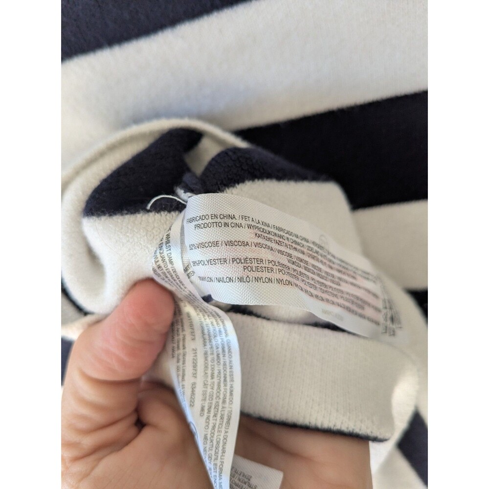 Primark Cares Cropped Navy and white Striped Hoodie 3/4 Sleeve 2XS - Picture 6 of 6